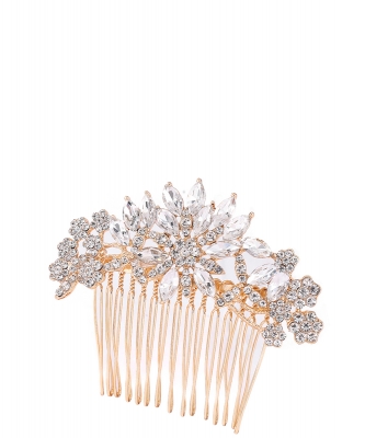 Rhinestone Hair Comb HM320004 GOLD CL